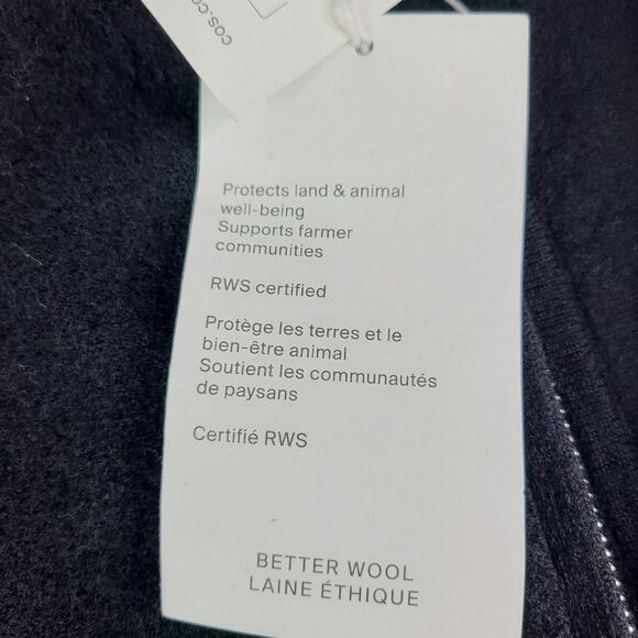 COS L Wool Black Large Full Zip Cardigan Office Career Business - Picture 5 of 12